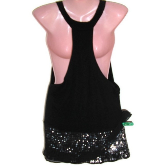 boho espaco black sequin tank cami size small - Picture 2 of 2